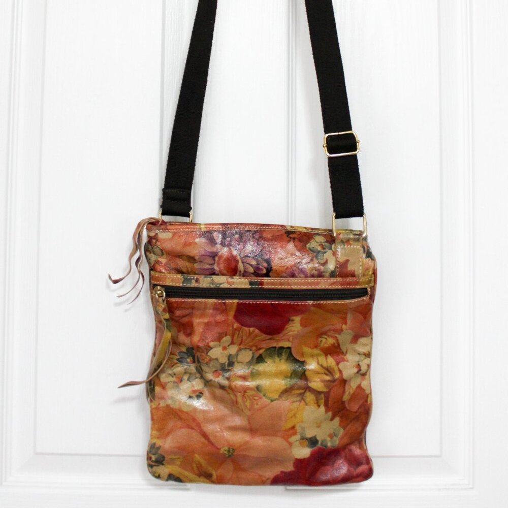 Maurizio Taiuti Italy Painted Leather Crossbody Bag - Pink Purple Multi